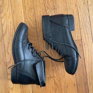 Black faux leather ankle boot